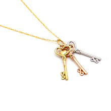 Real Gold 3 Color 3 Heart Key Necklace 0516-TC CWP 2032