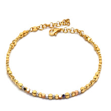 Real Gold 3-Color Square Beads with Balls Elegant Sleek Minimalist Luxury Design Bangle Bracelet - Adjustable Size (16 - 25) Model 4177 BR1692