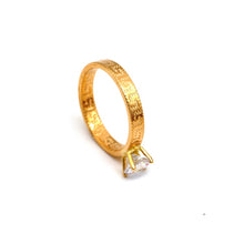 Real Gold Maze Hoop Solitaire Ring 0665 (SIZE 7) R2412