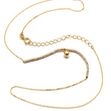 Real Gold 3 Color Beads with Hanging Ball Adjustable Size Necklace 0473 (45 C.M) N1537