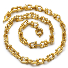 Real Gold GZTF Bold Chunky Solid Hardware Necklace With Luxury Round Lock 4751 (45 C.M) N1392