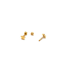 Real Gold Small Star Long Screw Lobe Piercing, Tragus Piercing, Conch Piercing, Industrial Piercing Earring Set - Model 1818 K1239