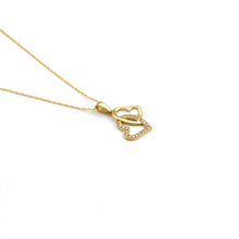 Real Gold 2 Heart Stone Necklace - Model 0278 CWP 1970