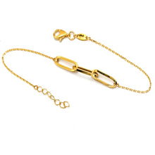 Real Gold 3 Paper Clip Adjustable Size Bracelet 9980 BR1603