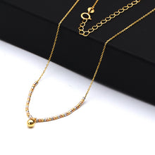 Real Gold 3 Color Beads with Hanging Ball Adjustable Size Necklace 0473 (45 C.M) N1537