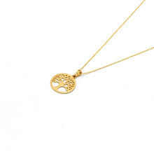 Real Gold Round Tree Necklace 0156 CWP 1935