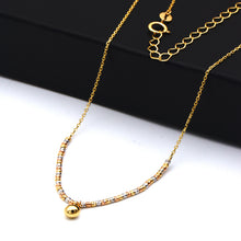 Real Gold 3 Color Beads with Hanging Ball Adjustable Size Necklace 0473 (45 C.M) N1537