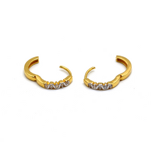 Real Gold Small Round Stone 2 Color Curved Earring Set 1654 E1823