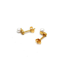 Real Gold Pearl with Stones Stud Earring Set 0320 E1869