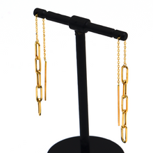 Real Gold Paper Clip Hanging Earring Link Thickness 3 MM 2695 E1827