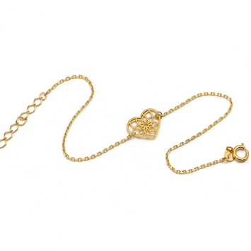 Real Gold Plain Heart Flower Design Adjustable Size Bracelet (19 C.M) 7706 BR1610
