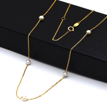 Real Gold 5 Pearl Adjustable Size Necklace (45 cm) 2487 N1516