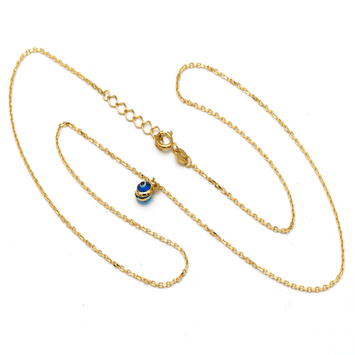 Real Gold Single Evil Eye Dangler Eye Adjustable Size Necklace 0135 N1402