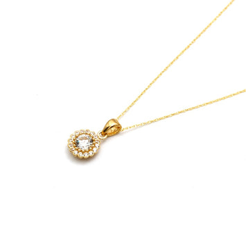 Real Gold Round Stone Necklace 1350 CWP 2021