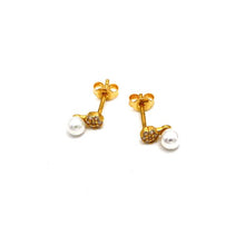 Real Gold Pearl with Stones Stud Earring Set 0320 E1869