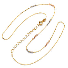 Real Gold 3 Color Beads Adjustable Size Necklace 0465-TC (45 C.M) N1538