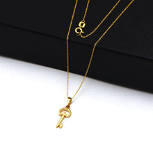 Real Gold Pendant with Oval Key and Heart Design - Model 0288 CWP 1946