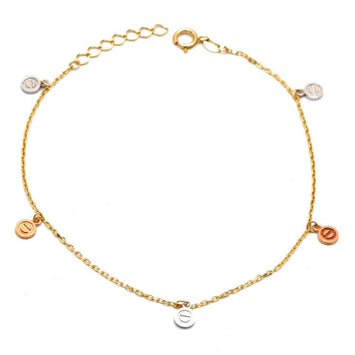 Real Gold 3-Color Roller Nail Dangler Charm Bracelet (19 C.M) - Model GZJCT 0613 BR1693