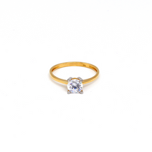 Real Gold 2 Color Luxury Solitaire Center Stone Ring 0254 (Size 9) R2503