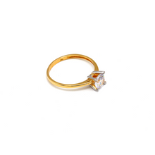 Real Gold 2 Color Luxury Solitaire Center Stone Ring 0254 (Size 6) R2504