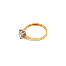خاتم سوليتير فاخر بلونين من الذهب الحقيقي بحجر مركزي R2497 (مقاس 8) 0254