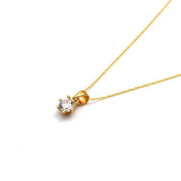 Real Gold Single Stone Necklace 0044 CWP 2024