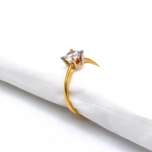 Real Gold 2 Color Luxury Solitaire Center Stone Ring 0254 (Size 6) R2504