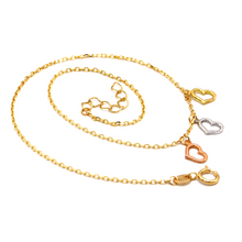 خلخال من الذهب الحقيقي الفاخر بثلاث قلوب متدلية وثلاثة ألوان BR1671 - طراز 8410