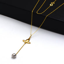 Real Gold 2 Color Dangler Ball with Flower Necklace 2481 CWP 1919
