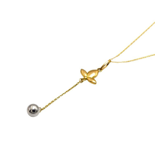 Real Gold 2 Color Dangler Ball with Flower Necklace 2481 CWP 1919 ...