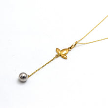 Real Gold 2 Color Dangler Ball with Flower Necklace 2481 CWP 1919