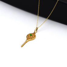Real Gold Green Ball Tennis Frame Necklace 2382 CWP 1918