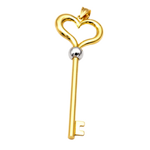 Real Gold 2 Color Heart Key XL Size Unisex Pendant 1372-YW P 2031