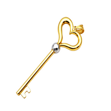 Real Gold 2 Color Heart Key XL Size Unisex Pendant 1372-YW P 2031