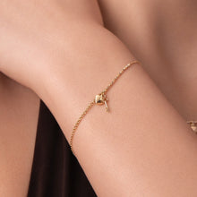 سوار دانجلر بمفتاح قلب من الذهب الحقيقي مع خرز فاخر 1.5 مم قابل للتعديل موديل 0475 BR1681