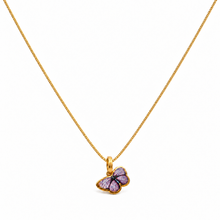 Real Gold Purple Butterfly 0152 With Flat Curb Chain Necklace 1153 (35 C.M) CWP 998