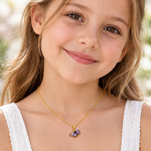 Real Gold Purple Butterfly 0152 With Flat Curb Chain Necklace 1153 (35 C.M) CWP 998