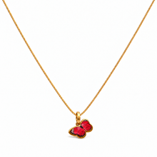 Real Gold Red Butterfly 0154 With Flat Curb Chain Necklace 1153 (35 C.M) CWP 997