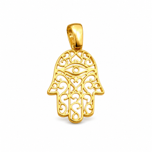 Real Gold Filigree Hamsa Hand Evil Eye Penant 0314 P 2038