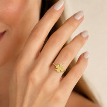 Real Gold Four Petal Flower Ring (Size 7) 0070 R2926