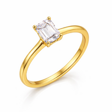 Real Gold Rectangle Stone Engagement and Wedding Ring 0107 (SIZE 6) R2210