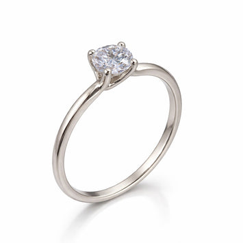 Real Gold Solitaire White Gold Engagement Ring 0016 (SIZE 8) R2332