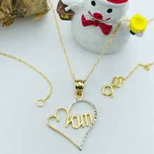 Real Gold Mom Heart Necklace 497 - 18K Gold Jewelry