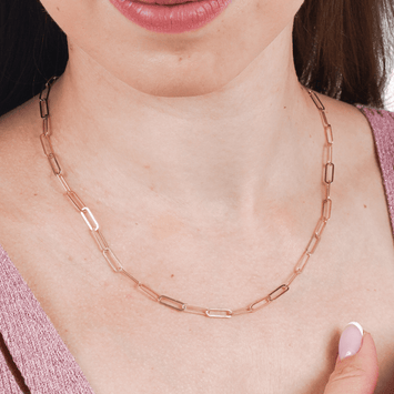 Real Gold Paper Clip M Necklace 1320 (45 C.M) CH1154