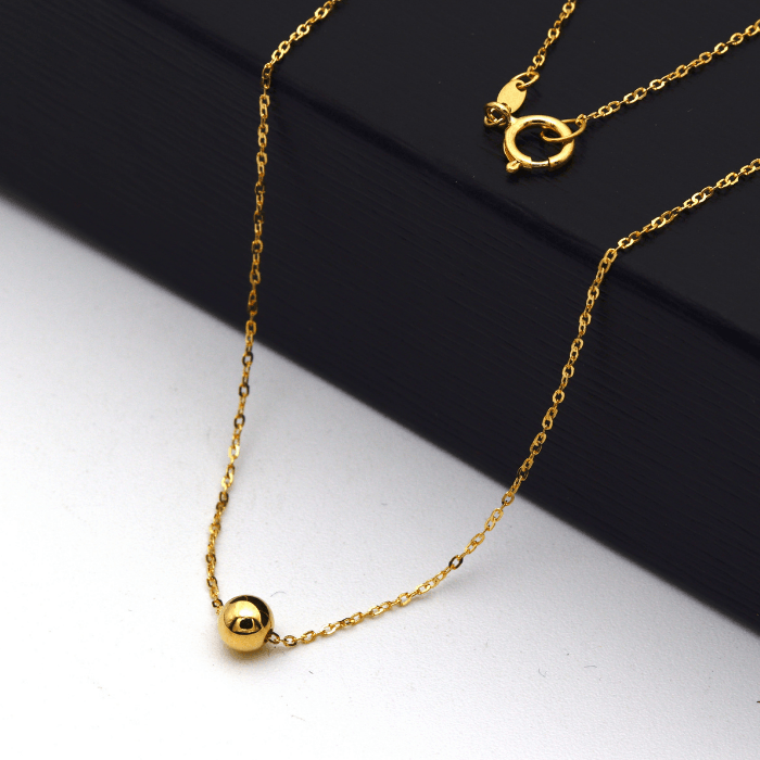 Gold ball chain 2025 necklace with pendant