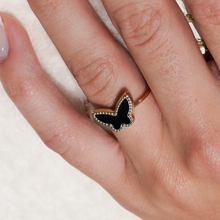 Real Gold GZVC Butterfly Black Ring 0115-1YZ (SIZE 6) R2217