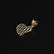 Real Gold 2C Curved Net Heart Pendant - 18K Gold Jewelry