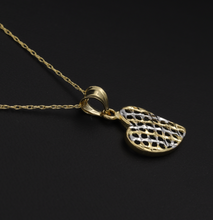 Real Gold 2C Curved Net Heart Necklace - 18K Gold Jewelry