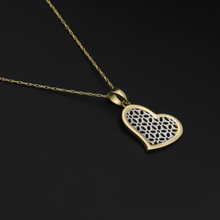 Real Gold 2C Net Heart Necklace 001 - 18K Gold Jewelry