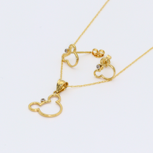 Real Gold Mickey Earring Set + Pendant + Chain 0640 - 18K Gold Jewelry
